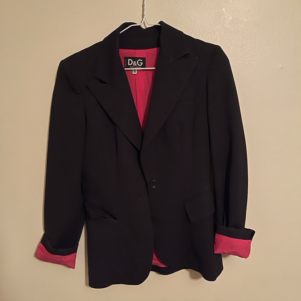 Dolce & Gabanna black blazer with hot pink liner